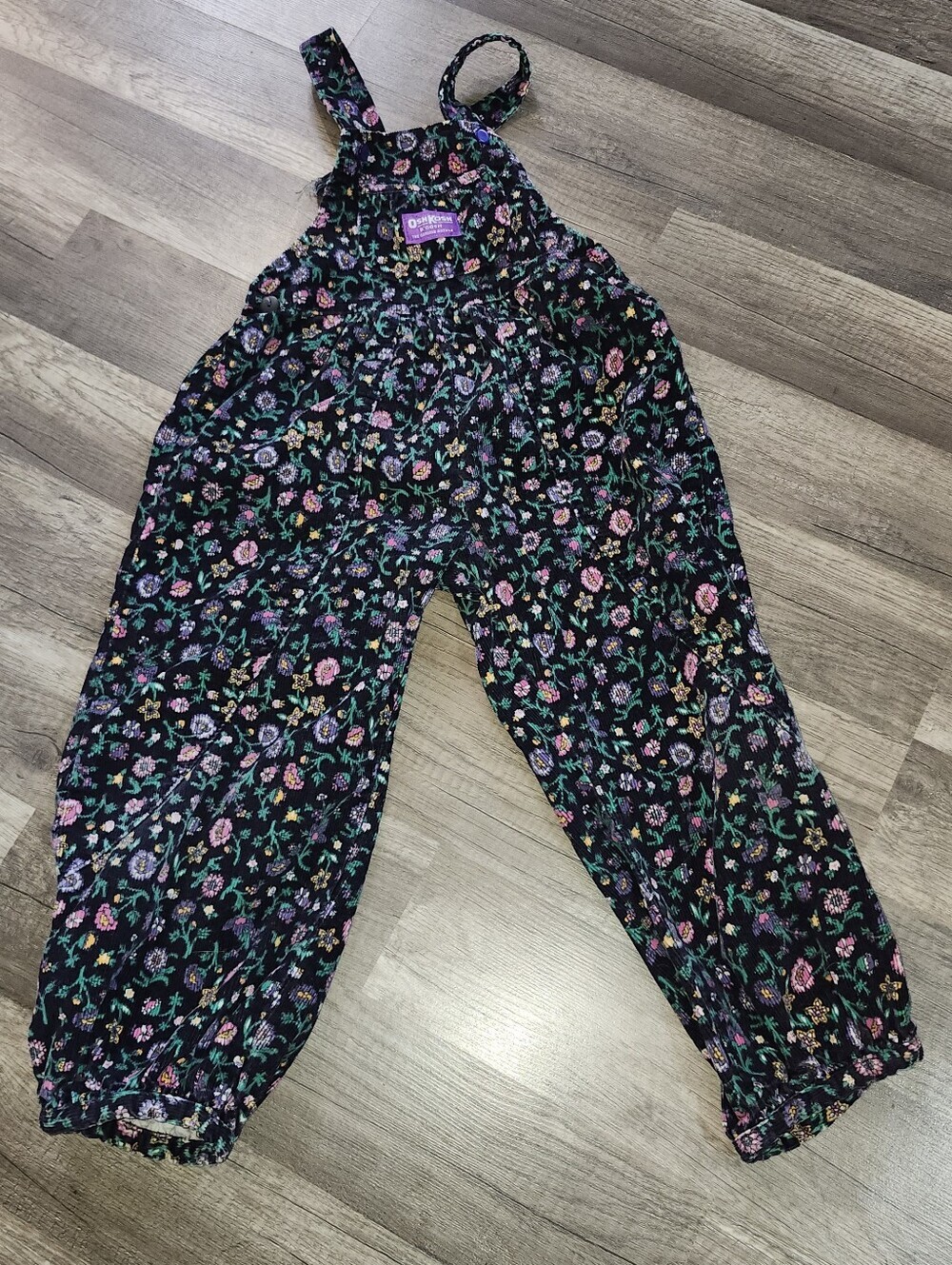 Girls Oshkosh B Gosh Floral Vestbak Vintage Overalls